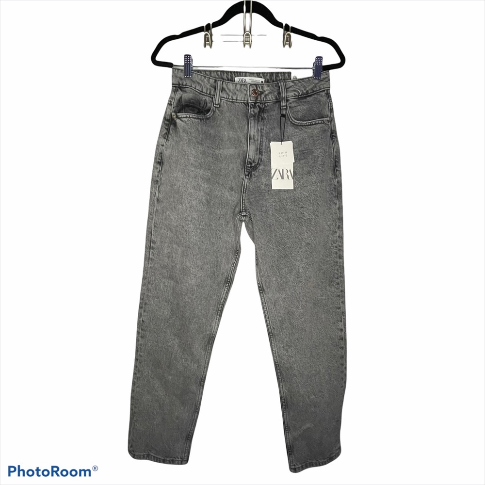 ZARA NWT Mom Jeans Grey Wash w Stretch!